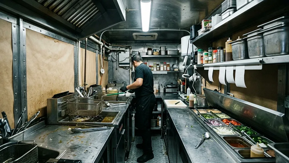 Aménagement intérieur d’un camion de restauration