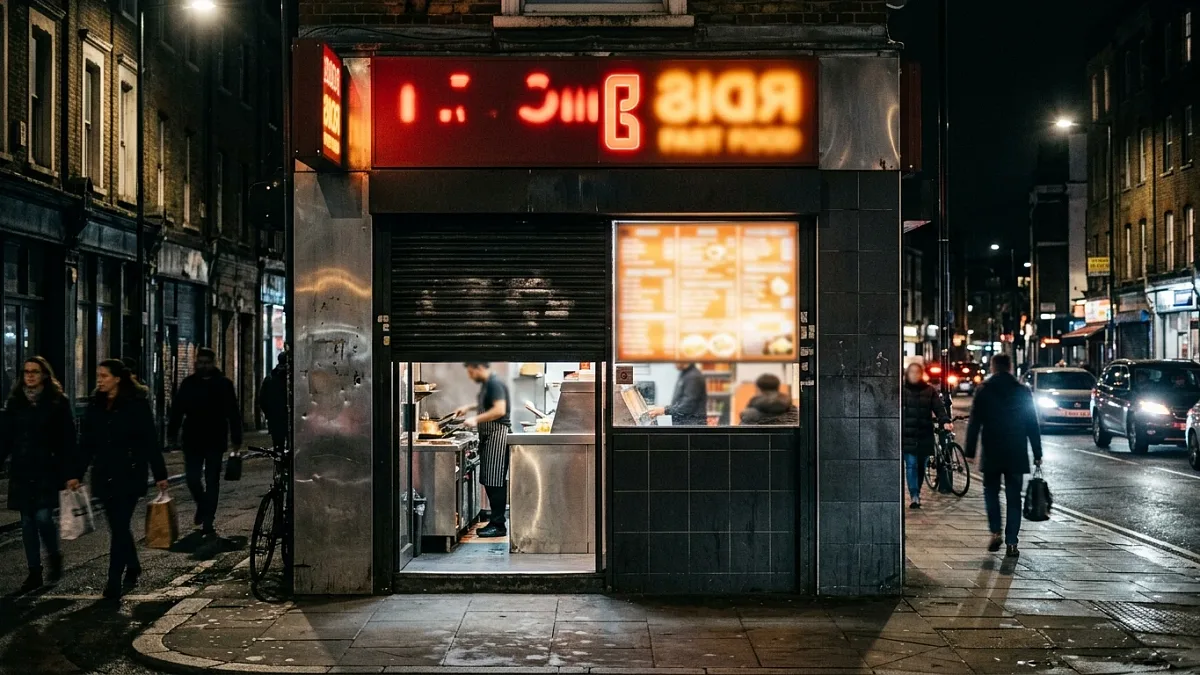 Devanture de snack en zone passante
