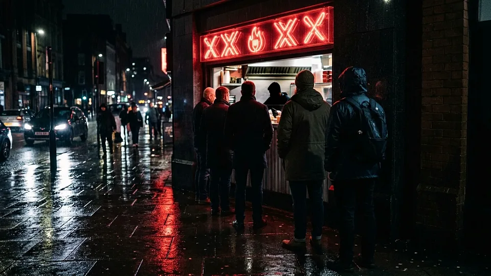 File d’attente devant un comptoir de rue