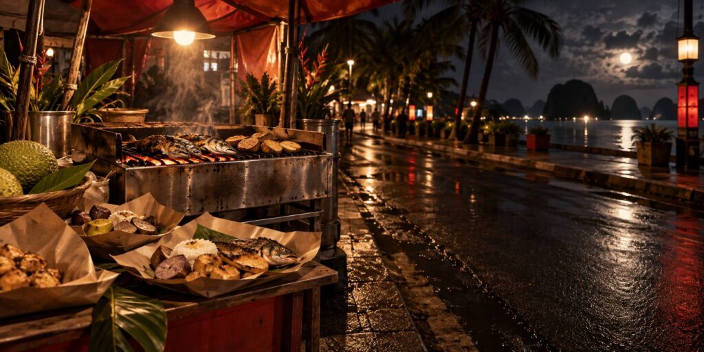 Illustration éditoriale du sujet : Découvrez la street food des Palaos : saveurs authentiques et recettes traditionnelles