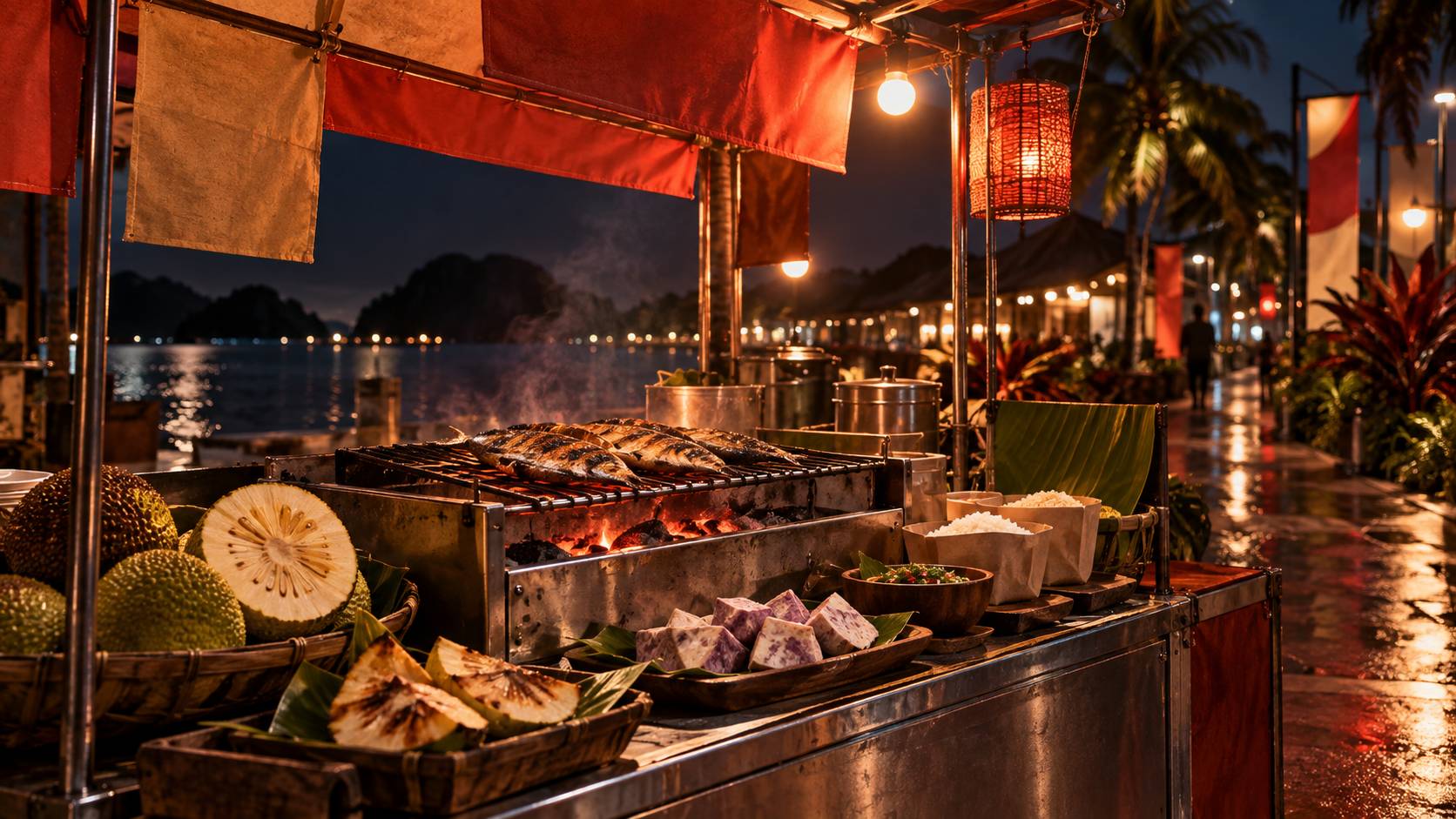 Illustration éditoriale du sujet : Découvrez la street food des Palaos : saveurs authentiques et recettes traditionnelles