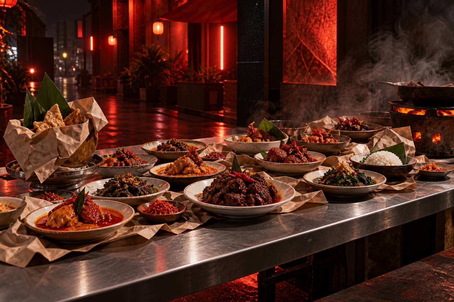 Illustration éditoriale du sujet : Découvrez les secrets de la cuisine padang, la street food indonésienne incontournable