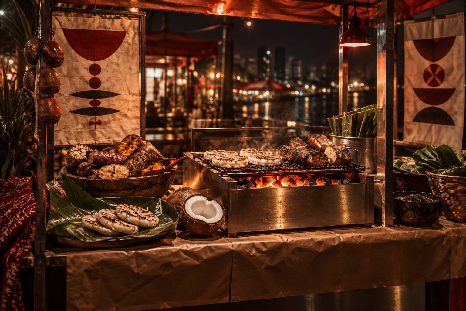 Illustration éditoriale du sujet : Découvrir la cuisine papoue : saveurs et traditions de street food uniques