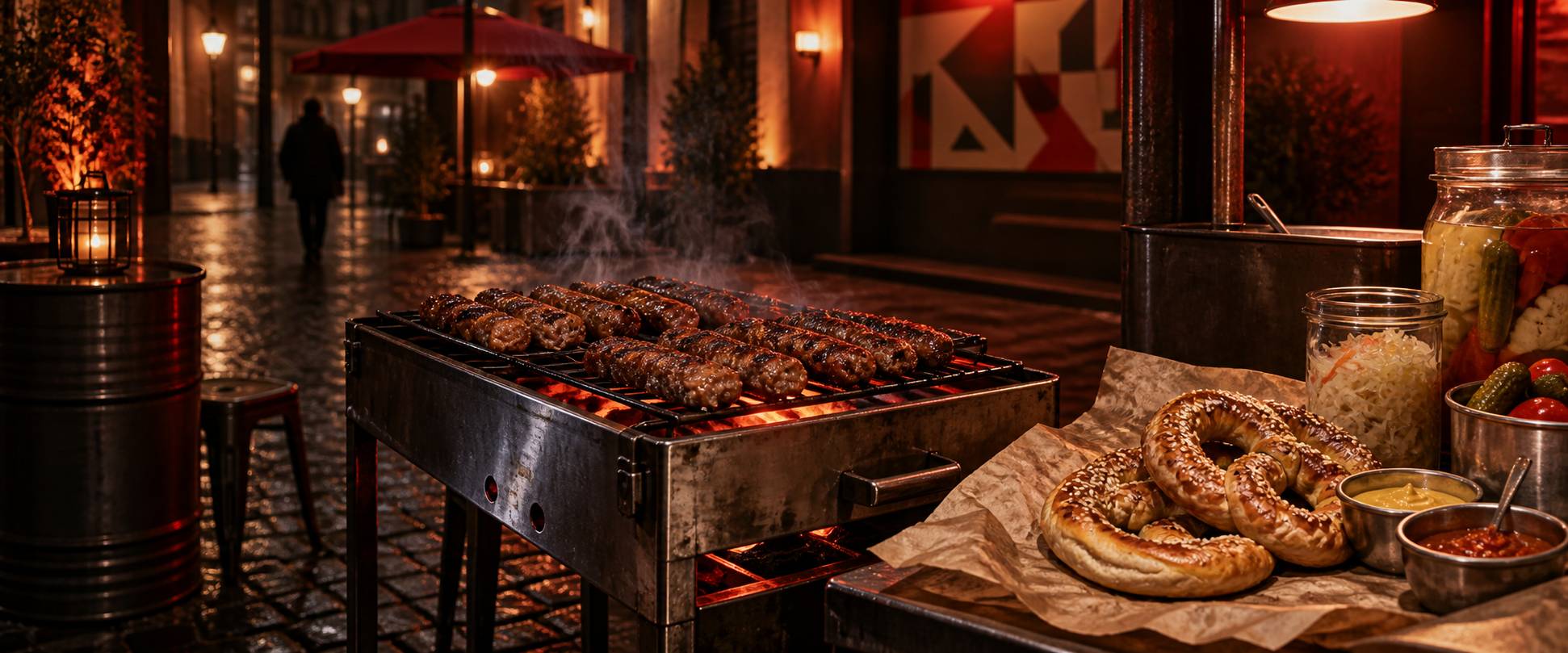 Illustration éditoriale du sujet : Découvrir la cuisine roumaine : saveurs et traditions de la street food